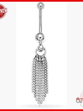 14k Gold 14-Gauge Tassel Bead Drop Body Piercing Barbell Jewelry